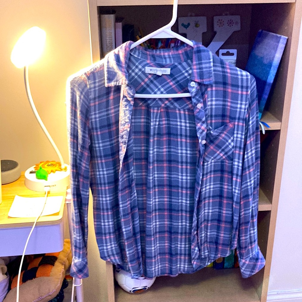 Blue and Pink Workshop Flannel XS